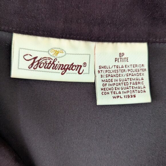 Worthington Burgundy‎ Velvet Velour Button Blazer Jacket Women Size 8P - Picture 4 of 11
